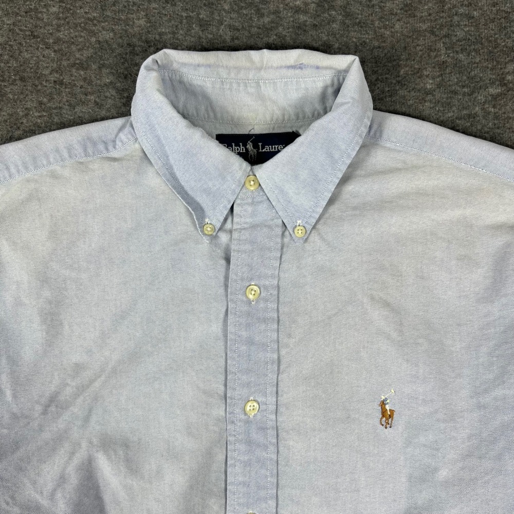 Vintage Ralph Lauren Yarmouth Oxford Shirt Men 16.5 35 XL Blue Flesh Pony Preppy